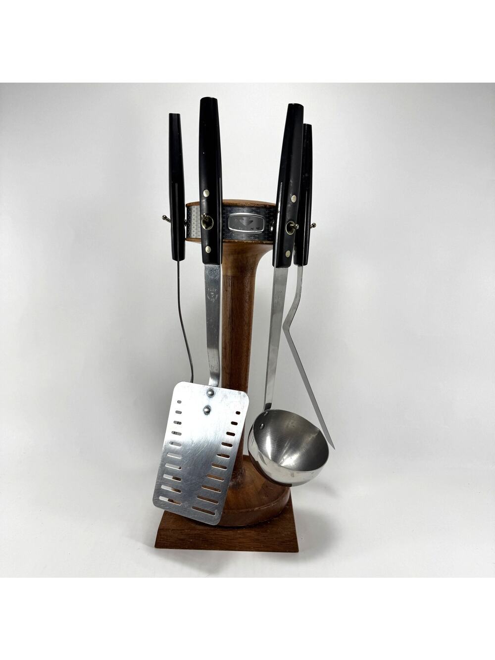 Vintage Flint Arrowhead Center Hole Stainless Utensil Stand Spatula Ladle